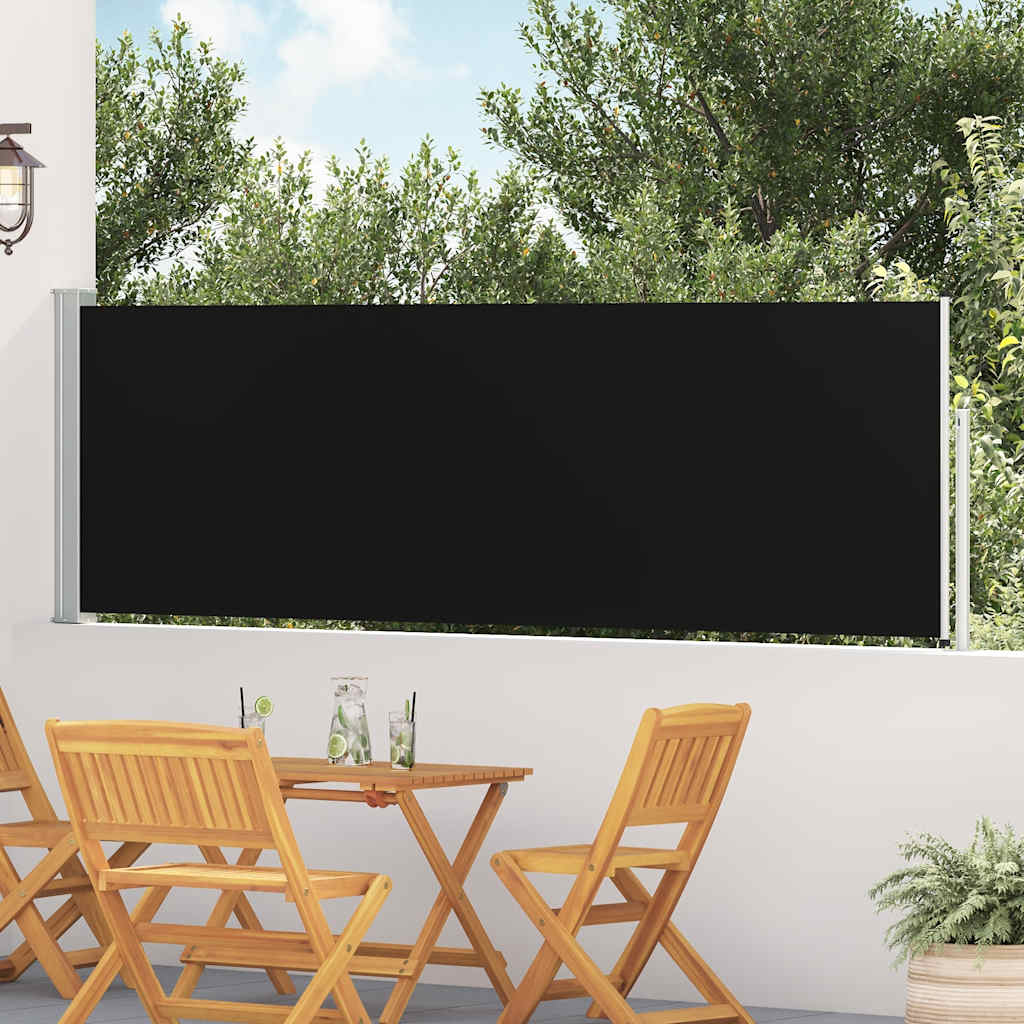 Toldo lateral retrátil para pátio 100x500 cm preto