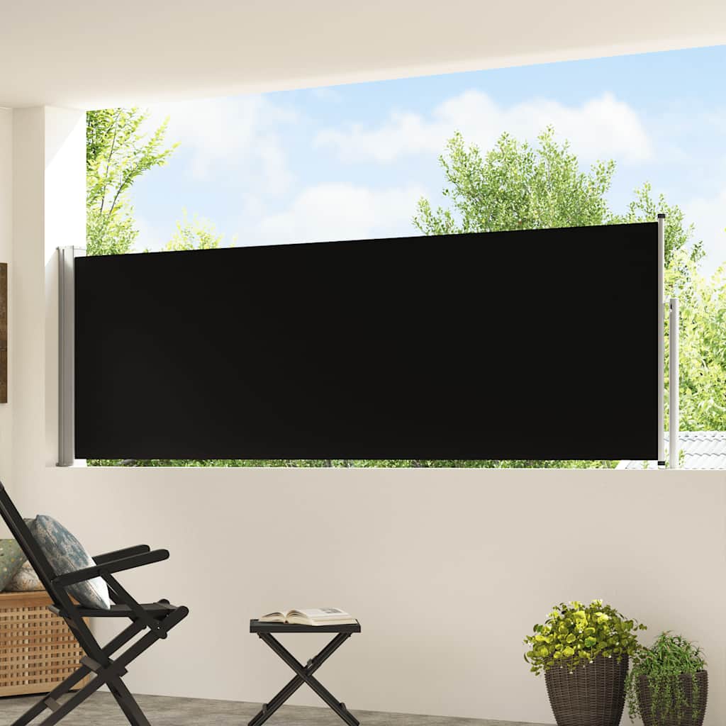 Toldo lateral retrátil para pátio 100x500 cm preto
