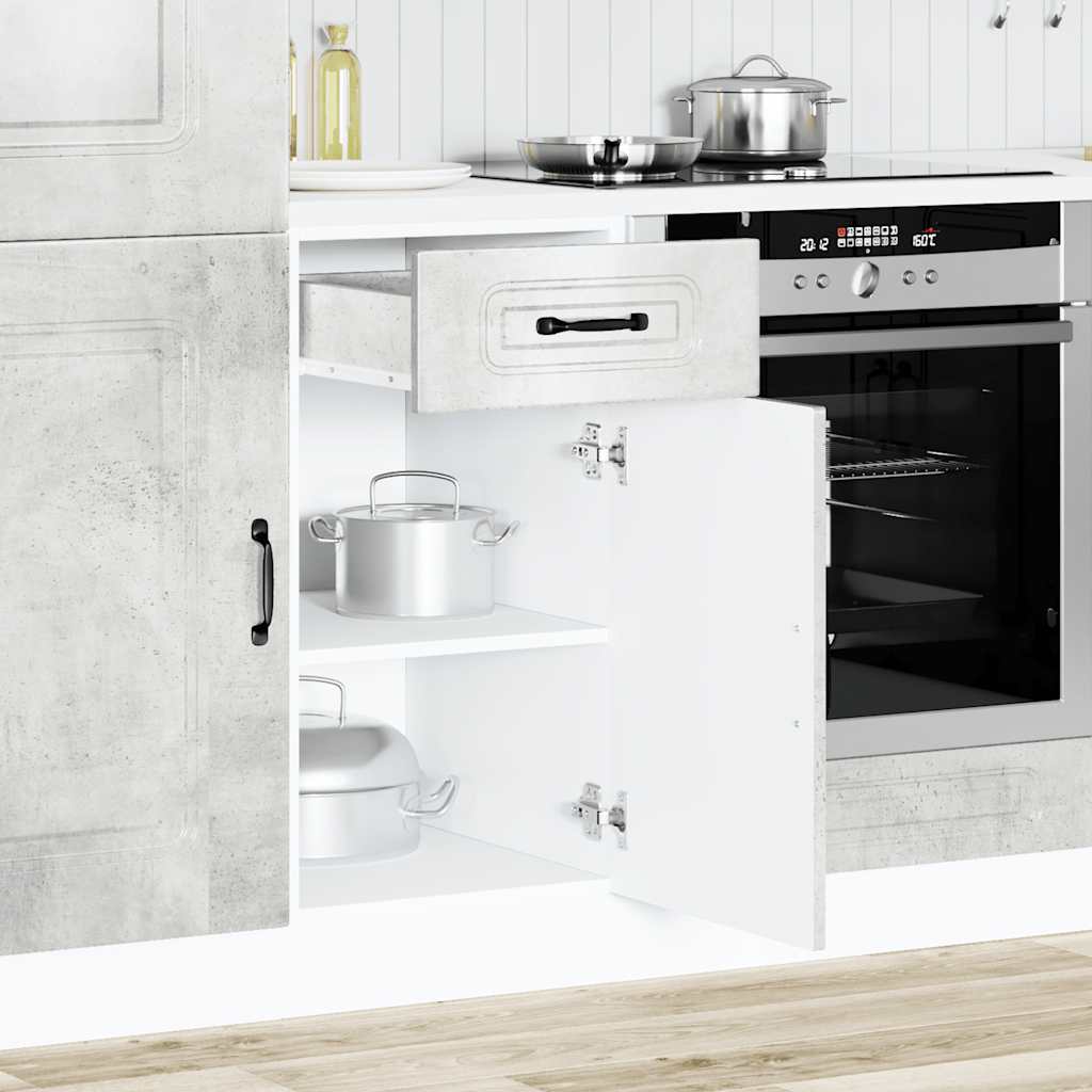 Armário baixo de cozinha kalmar betão madeira projetada cinza
