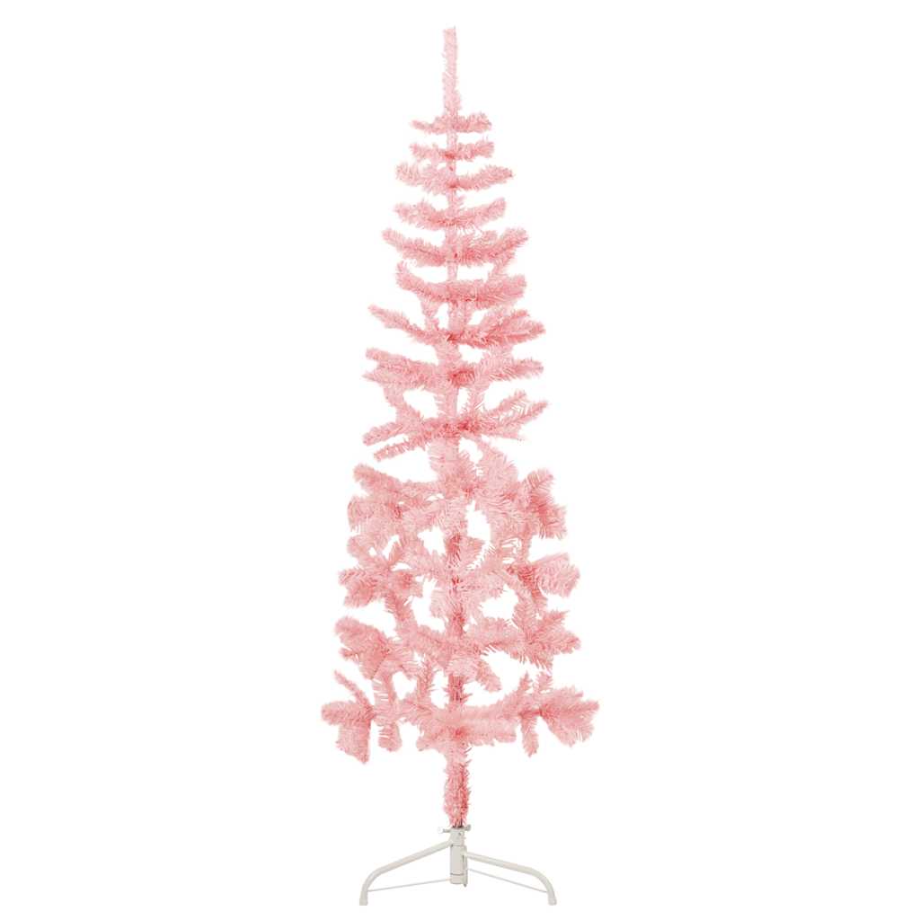 Meia árvore de natal fina com suporte 120 cm rosa