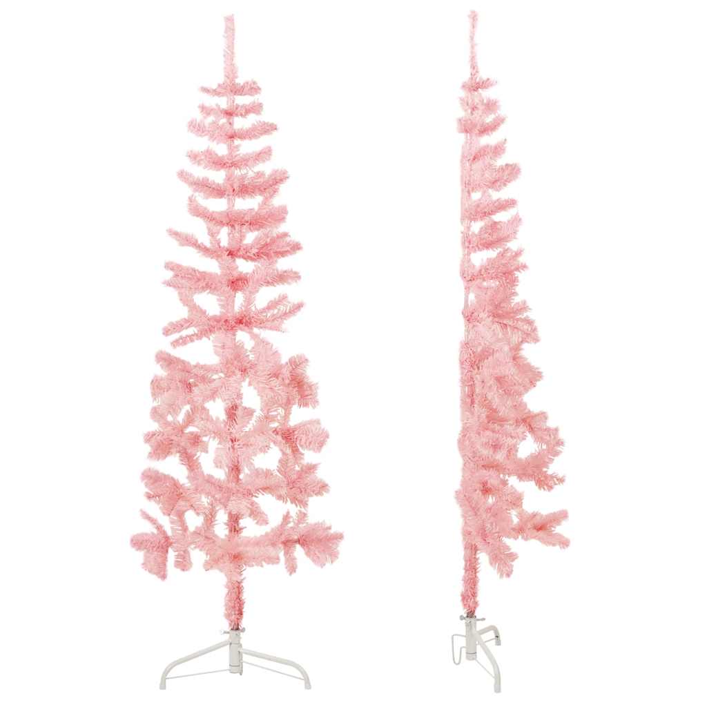 Meia árvore de natal fina com suporte 120 cm rosa