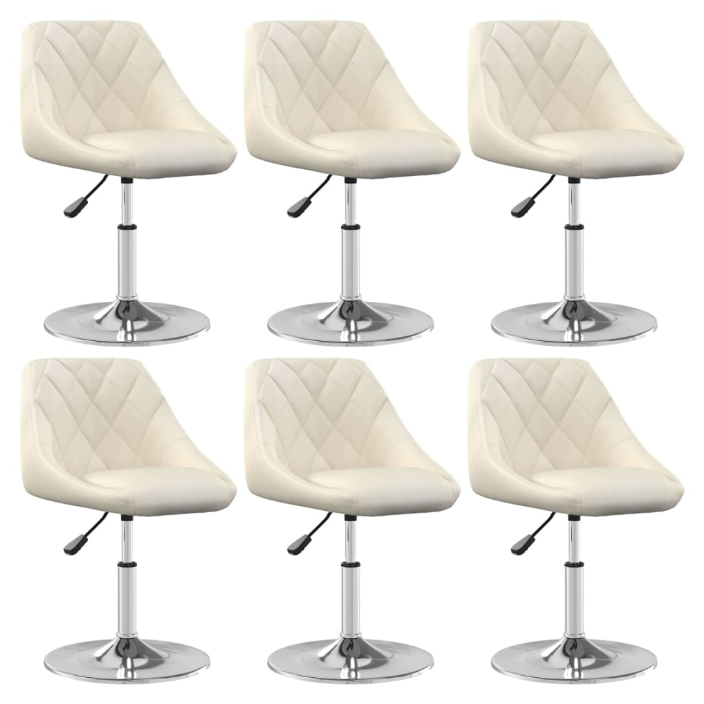 Cadeiras de jantar giratórias 6 pcs veludo cor creme