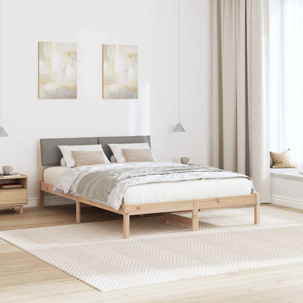 Estrutura da cama com cabeceira marrom e taupe 140 x 200 cm