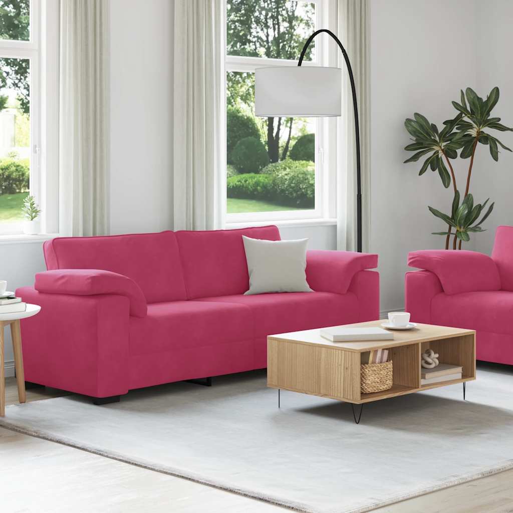 Conjunto de sofá de 2 peças com almofadas em veludo vermelho vinho