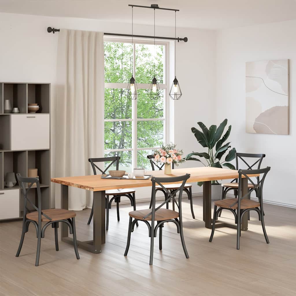 Pés de mesa de jantar em forma de t, 2 peças, preto, 80x35x(72-73) cm, aço