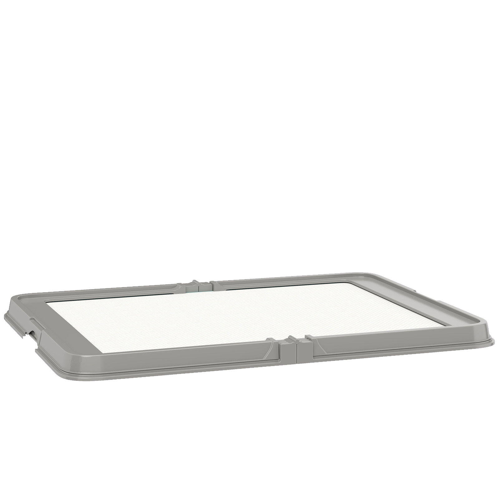 Sanitário dobrável para cães 86x62 cm tabuleiro higiênico treino 3 almofadas pés antiderrapantes cinzento