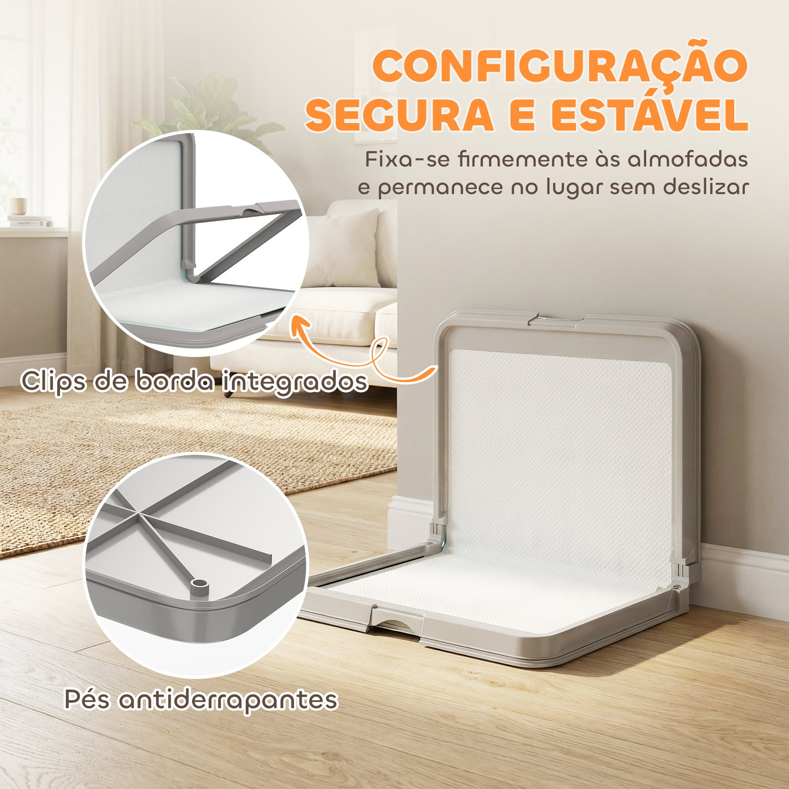 Sanitário dobrável para cães 86x62 cm tabuleiro higiênico treino 3 almofadas pés antiderrapantes cinzento