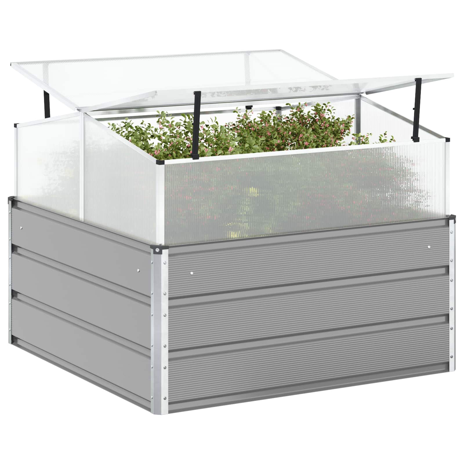 Floreira cinzento-claro 100 x 100 x 77 cm aço galvanizado