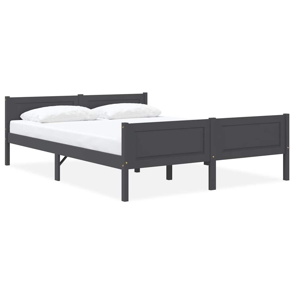 Estrutura de cama em pinho maciço 140x200 cm cinzento