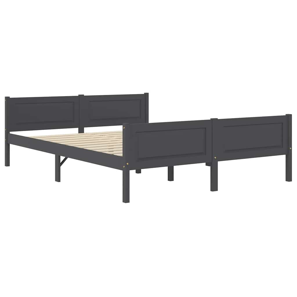 Estrutura de cama em pinho maciço 140x200 cm cinzento