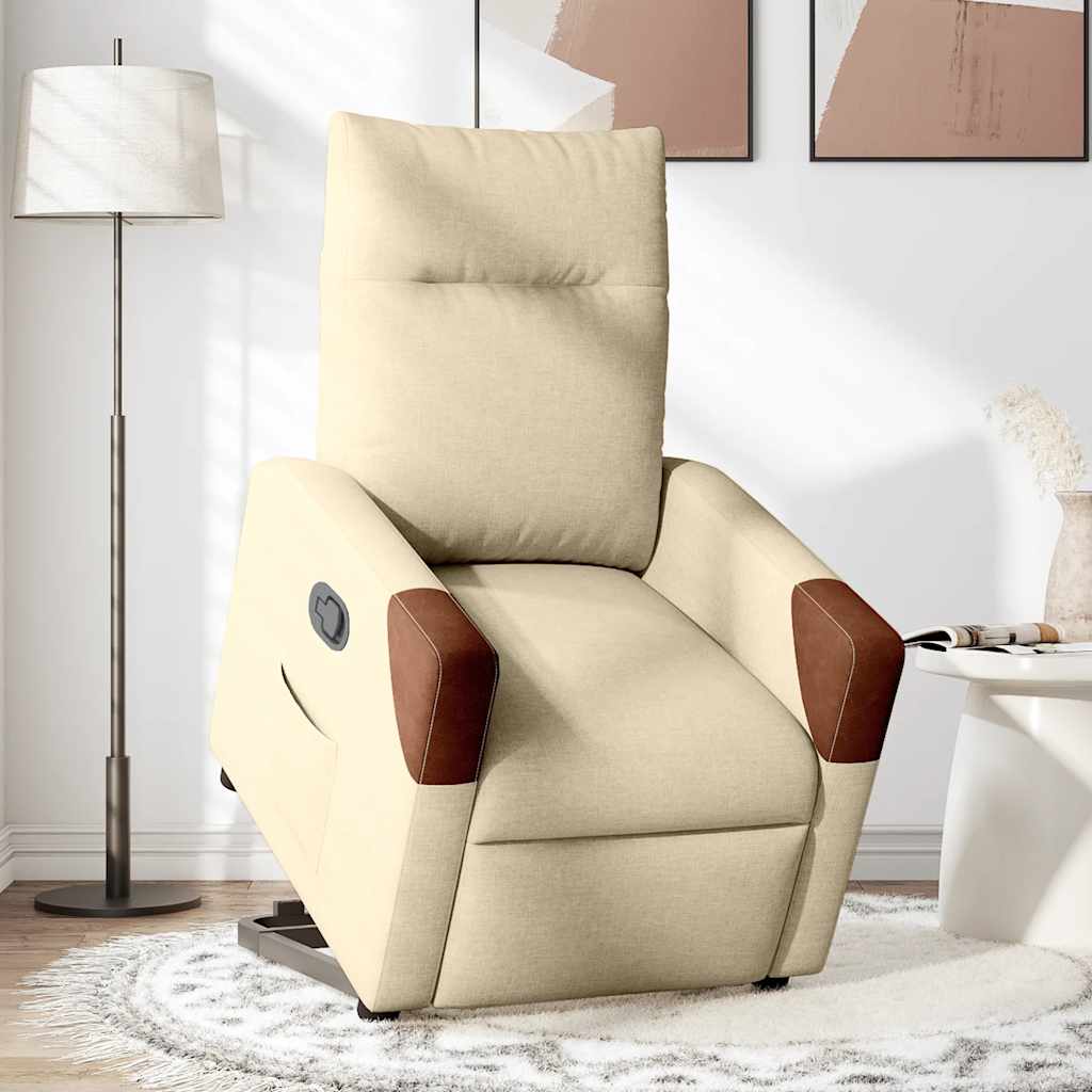 Poltrona reclinável elevatória tecido cor creme