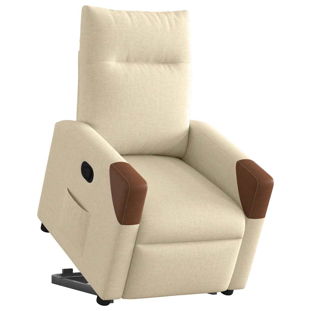 Poltrona reclinável elevatória tecido cor creme