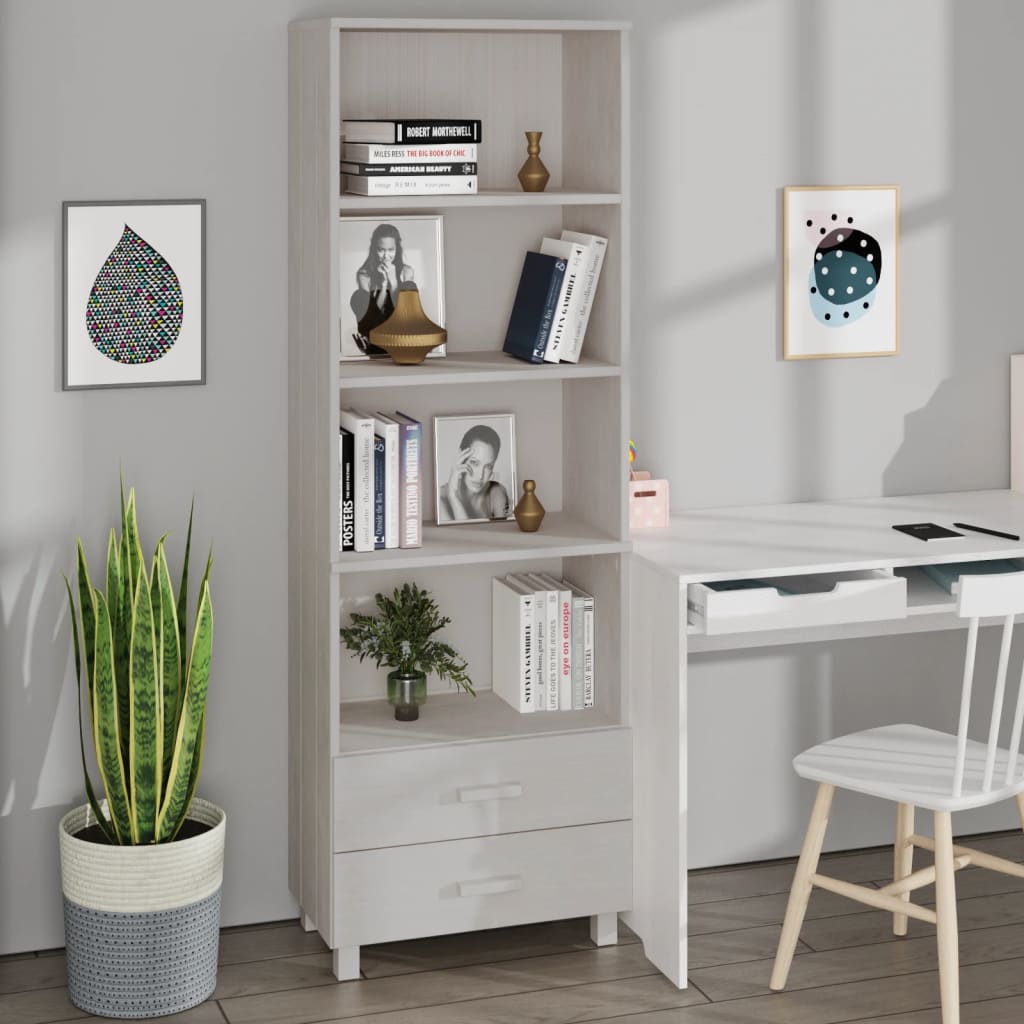 Aparador alto hamar 60x35x180 cm pinho maciço branco