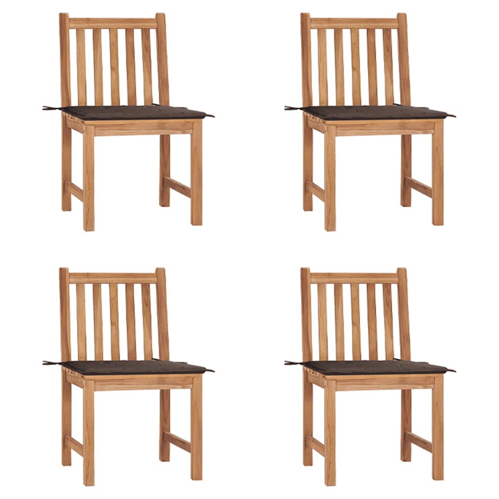 Cadeiras de jardim c/ almofadões 4 pcs madeira de teca maciça