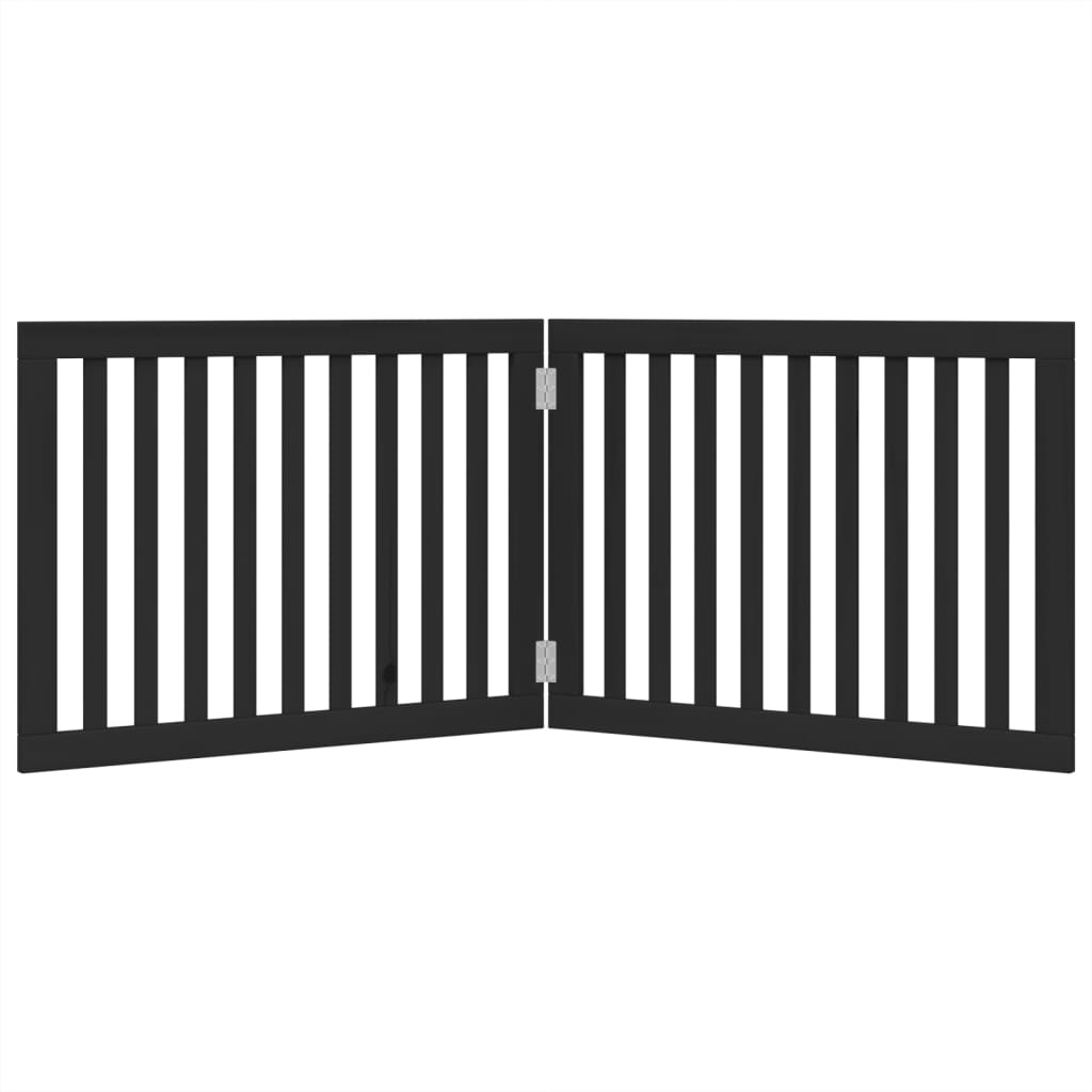 Portão p/ cães dobrável 2 painéis 160 cm madeira de álamo preto