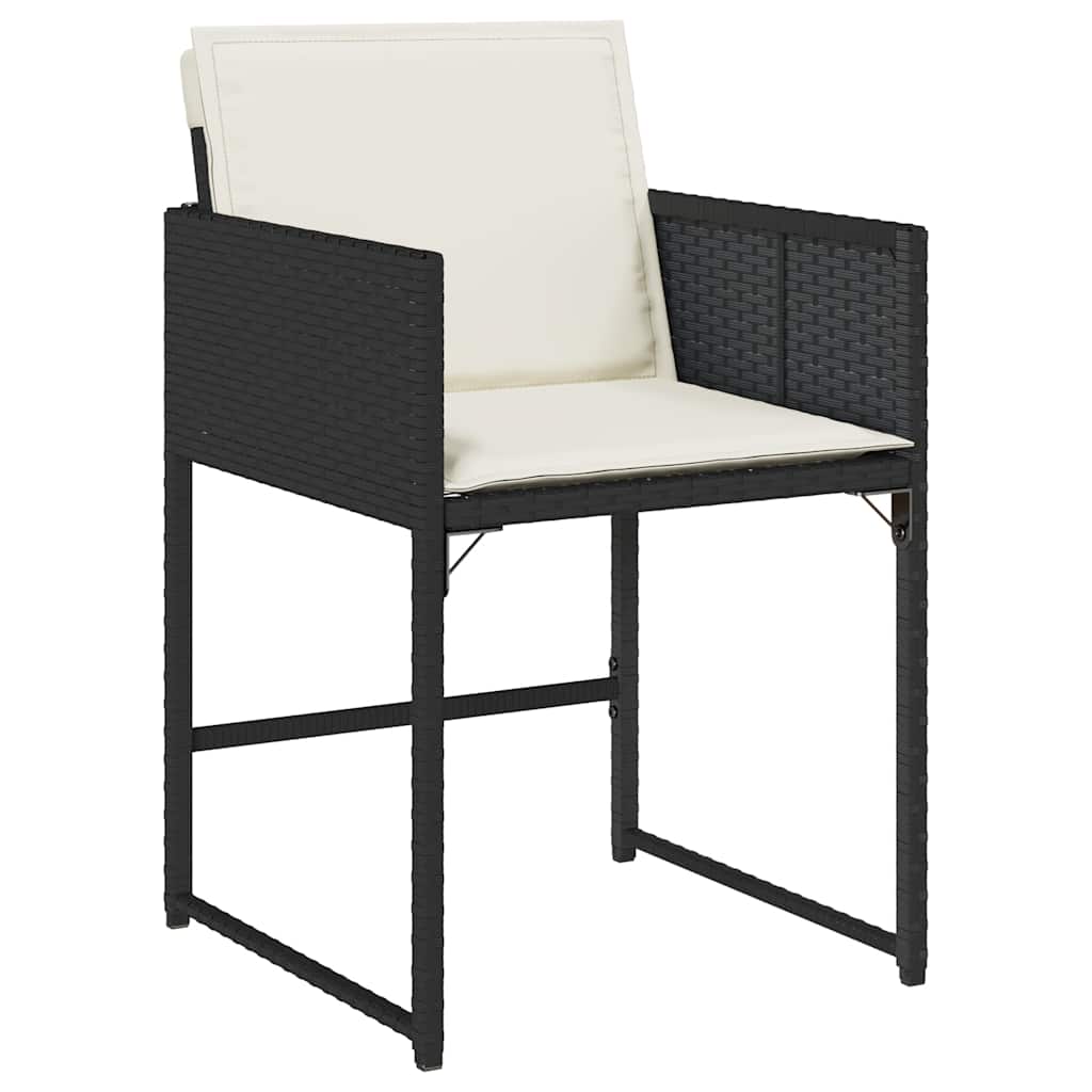 9 Pcs conjunto de jantar p/ jardim c/ almofadões vime PE preto