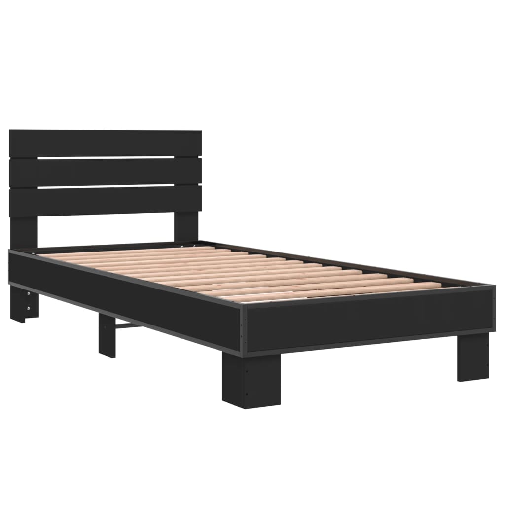 Estrutura de cama 90x200 cm derivados de madeira/metal preto