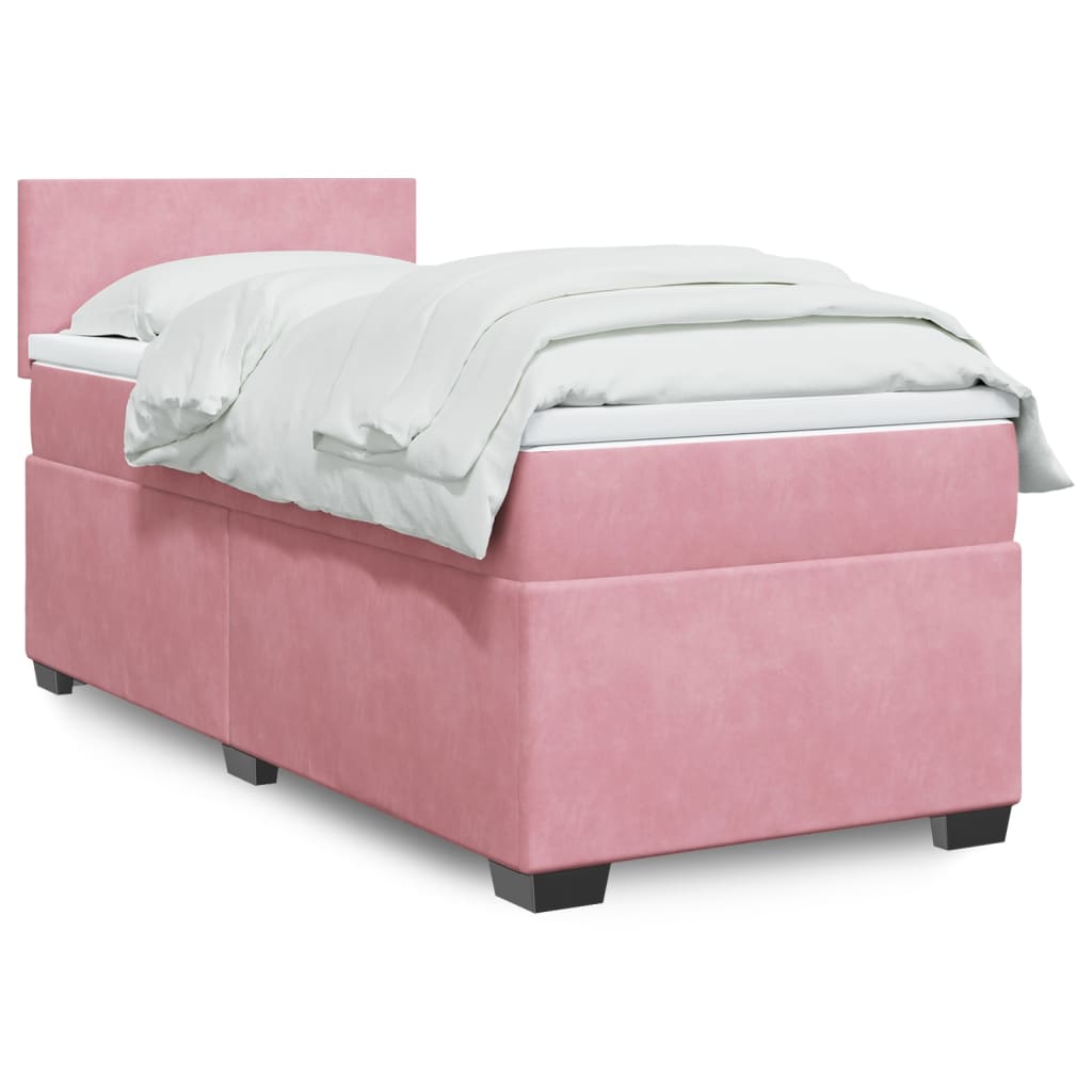 Cama com molas/colchão 90x200 cm veludo rosa