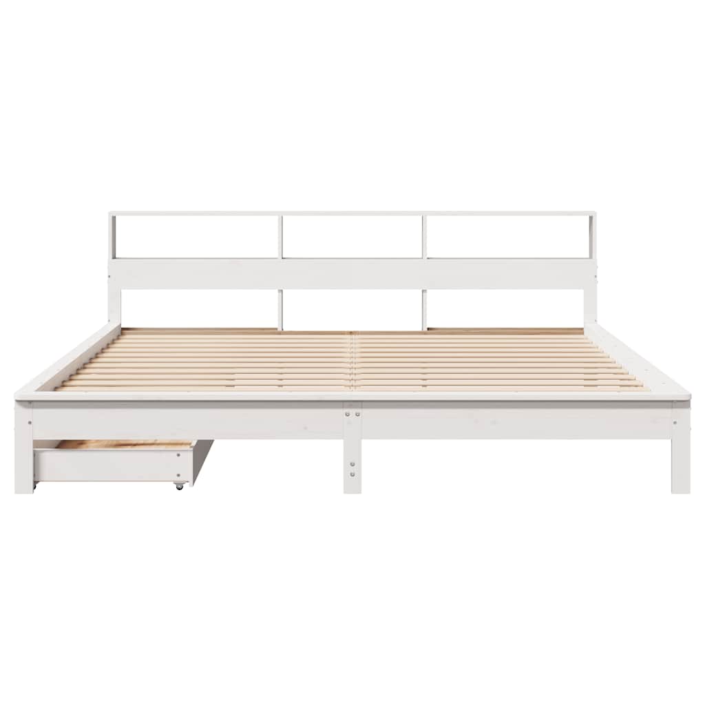 Cama com estante sem colchão 180x200 cm pinho maciço branco