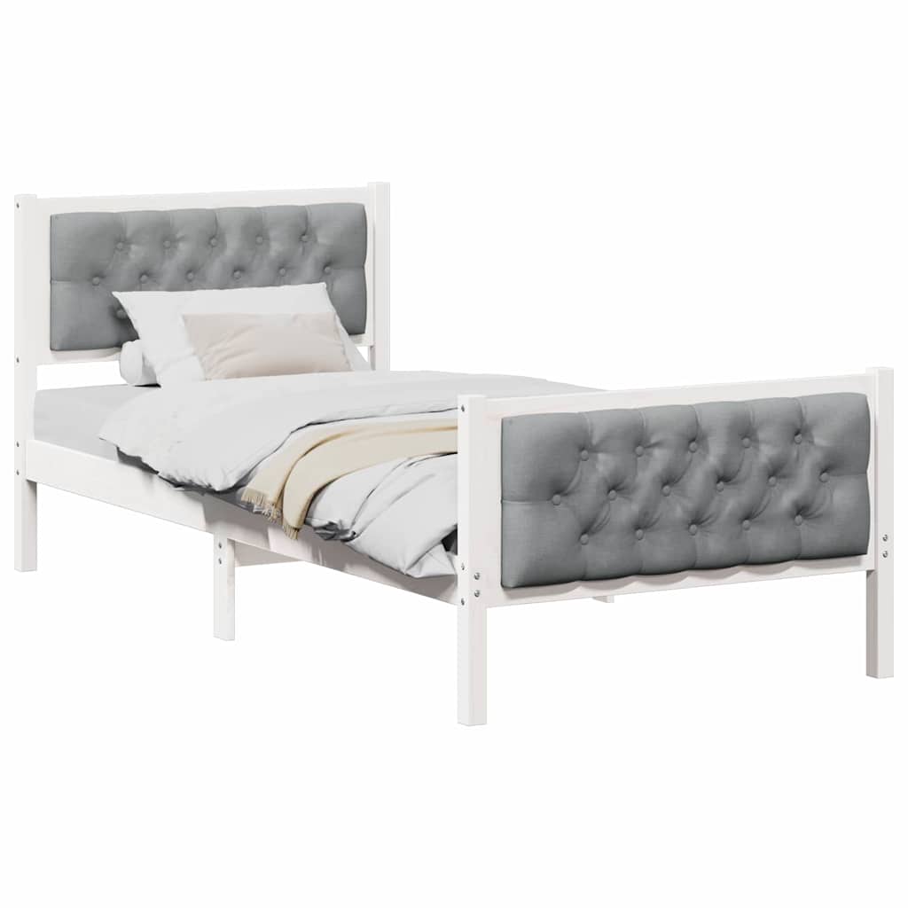 Estrutura da cama com cabeceira cinzento-claro 90 x 200 cm
