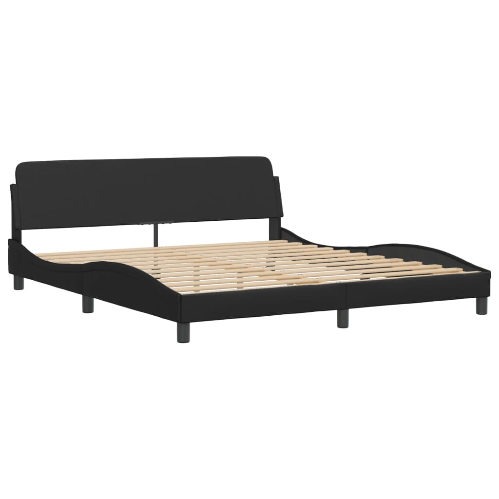 Cama com colchão dover 180x200 cm couro artificial preto