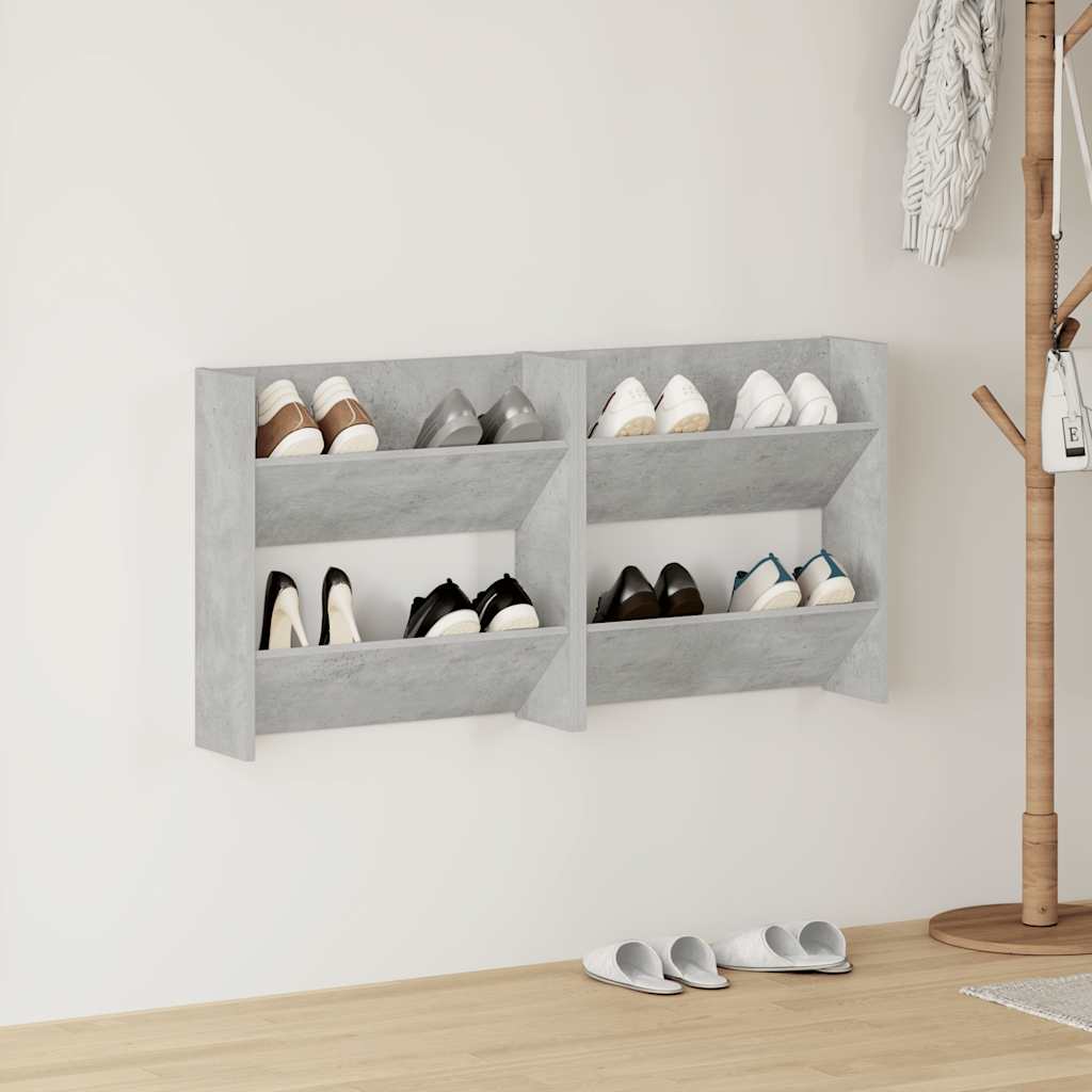 Sapateiras de parede 2 pcs 60x18x60 cm contrapl. cinza cimento