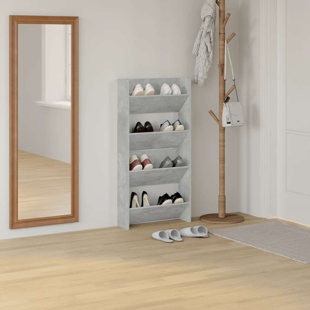 Sapateiras de parede 2 pcs 60x18x60 cm contrapl. cinza cimento