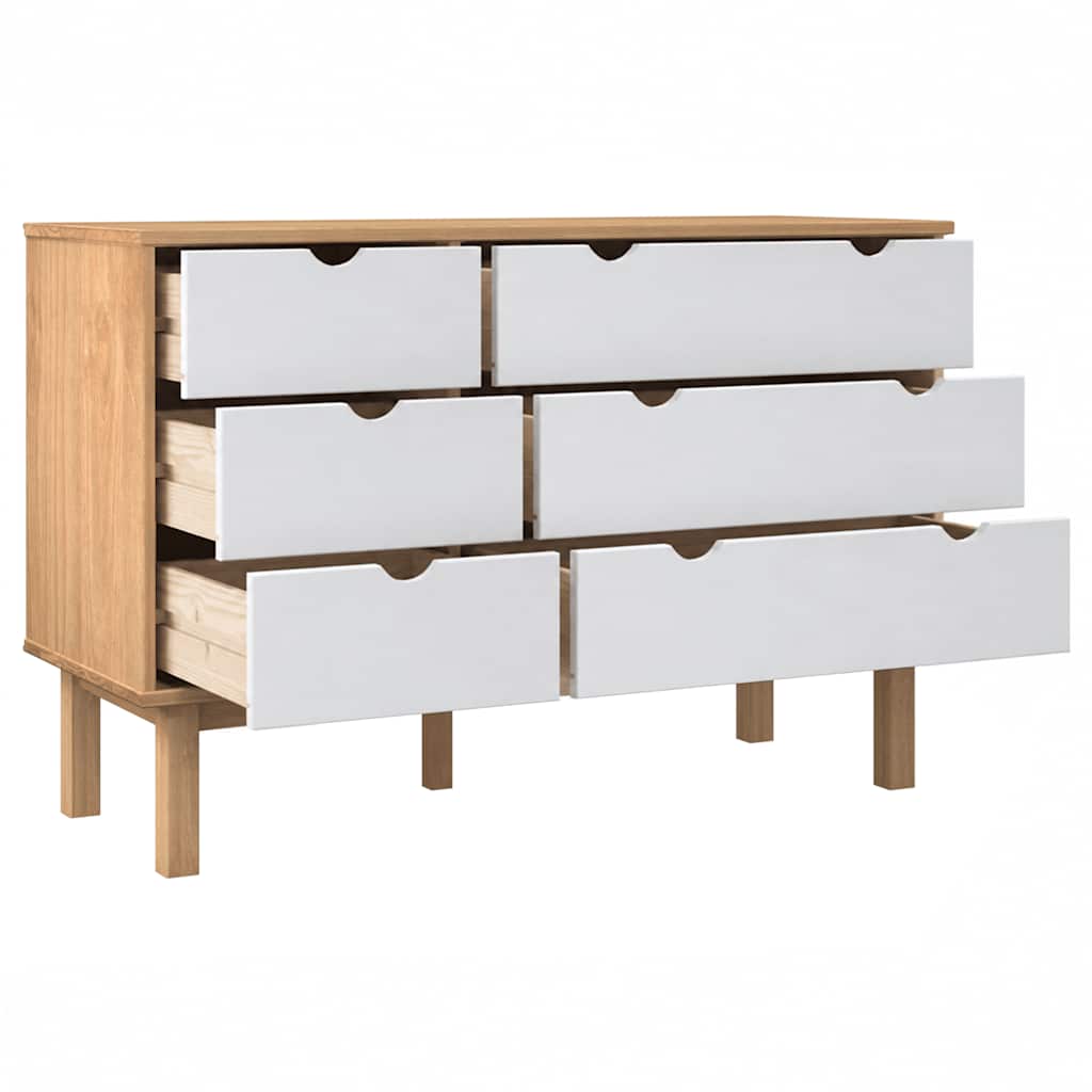 Armário de gavetas otta pinho maciço castanho/branco