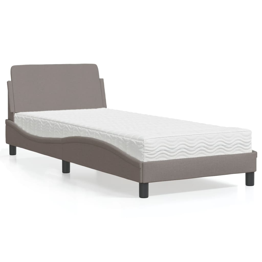 Cama com colchão dover 80x200 cm tecido castanho-acinzentado