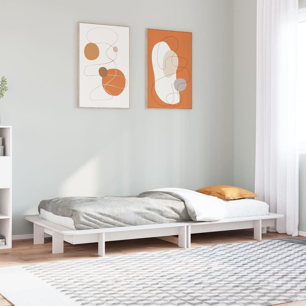 Cama sem colchão 90x190 cm madeira de pinho maciça branco