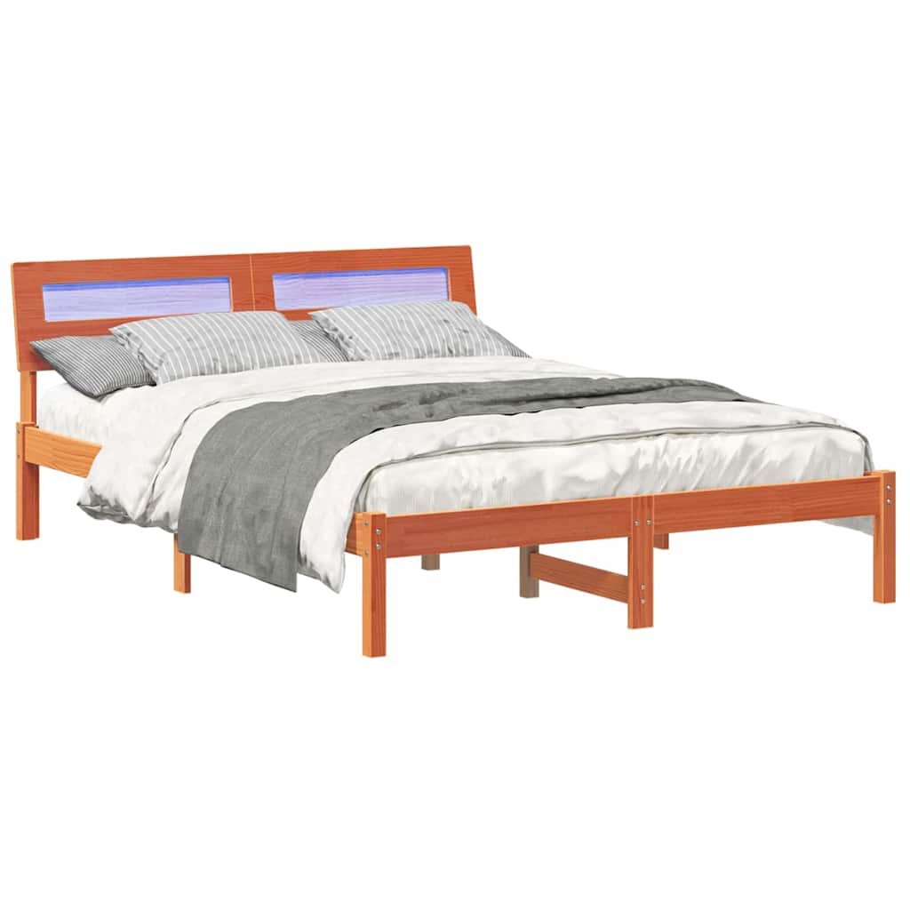 Estrutura da cama com cabeceira marrom cera 140 x 190 cm