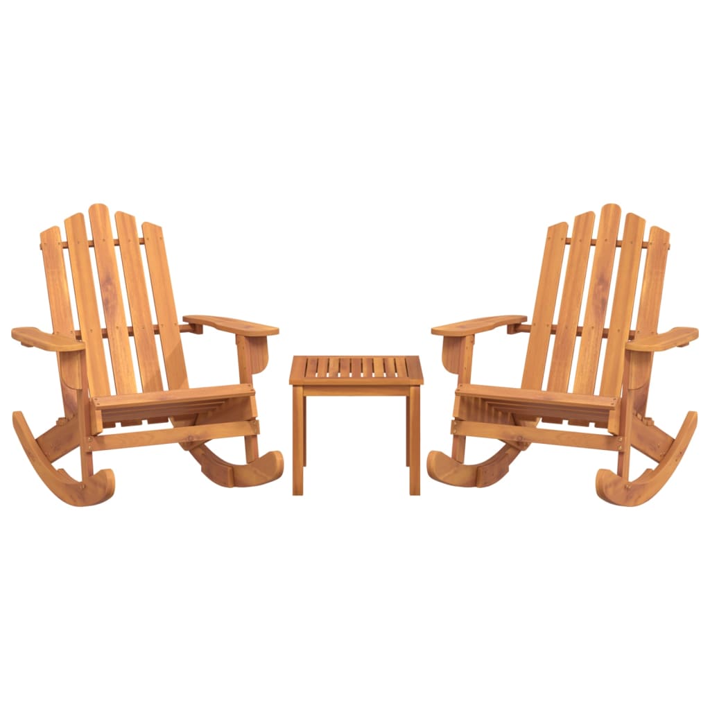 3 Pcs conjunto lounge de jardim adirondack acácia maciça