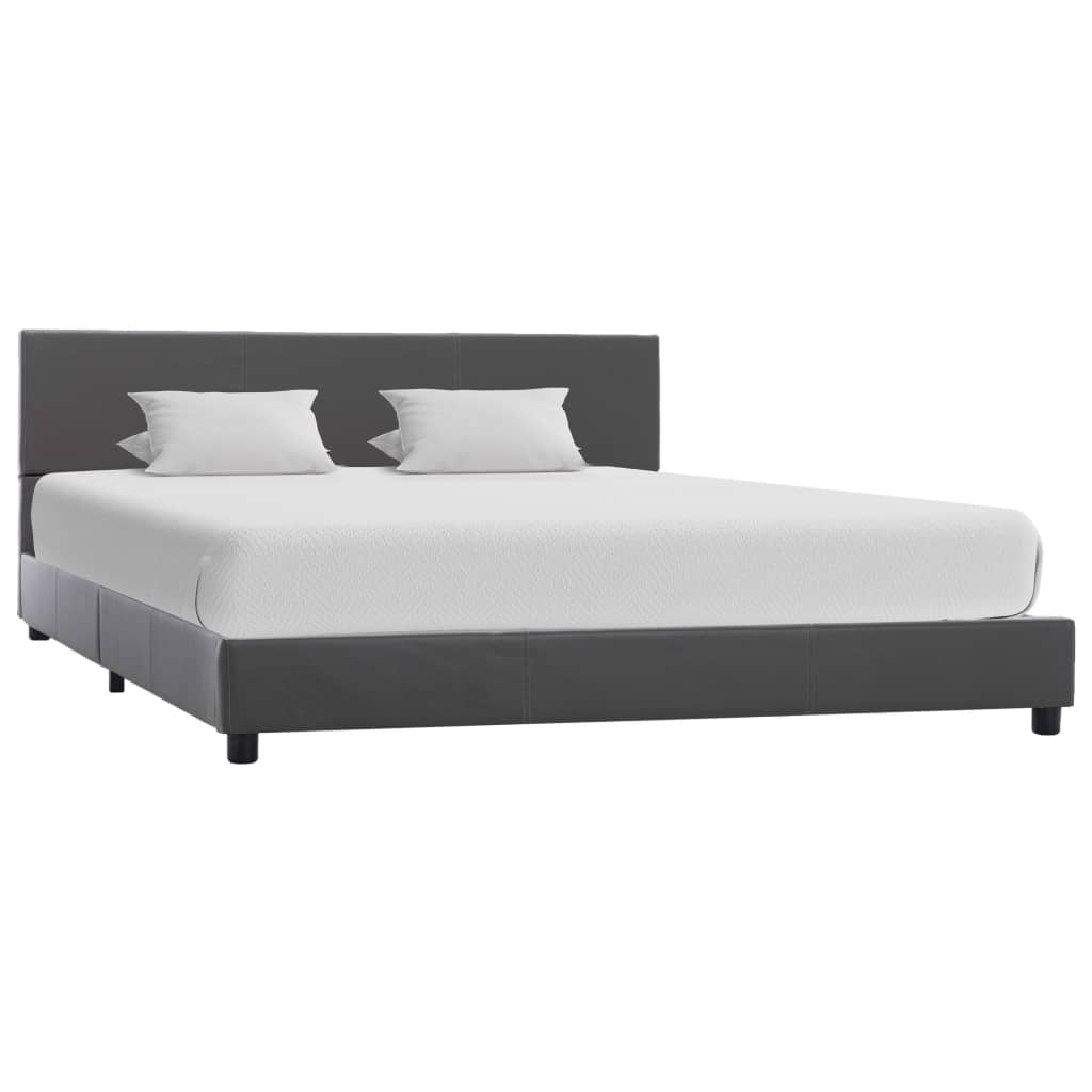 Estrutura de cama 140x200 cm couro artificial cinzento