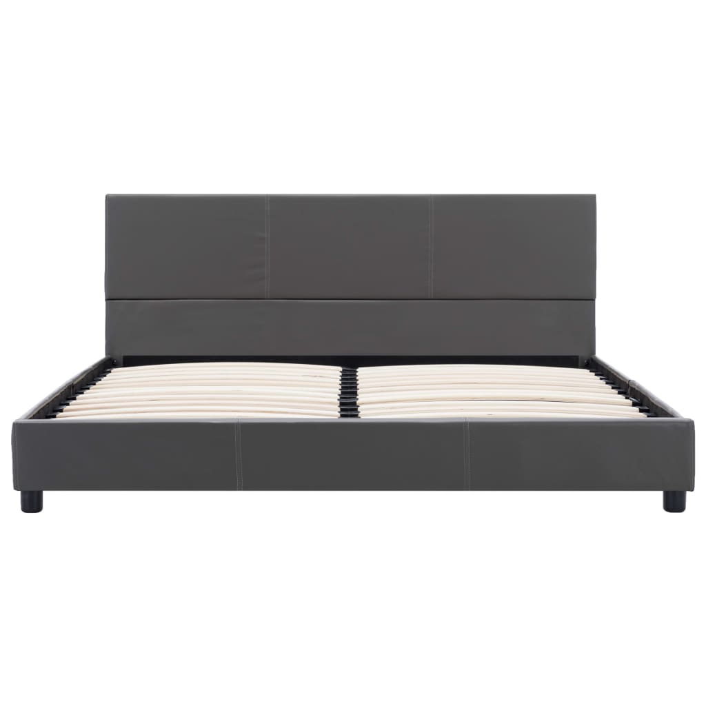 Estrutura de cama 140x200 cm couro artificial cinzento
