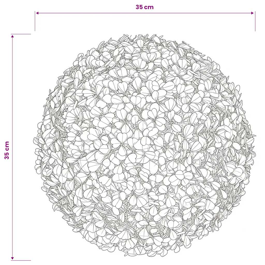 Bola de buxo topiária folhas artificiais 35 cm 2 pcs