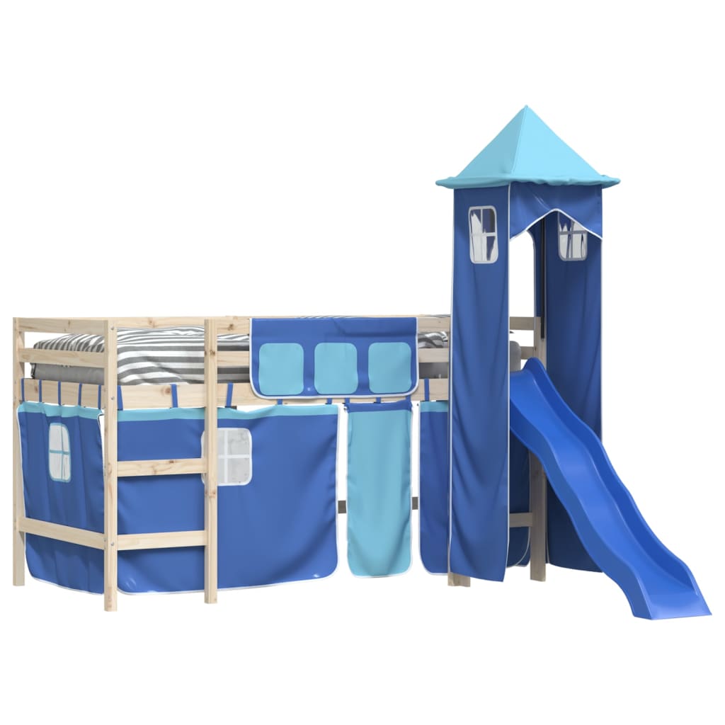 Cortinas para cama elevada com torre poliéster azul