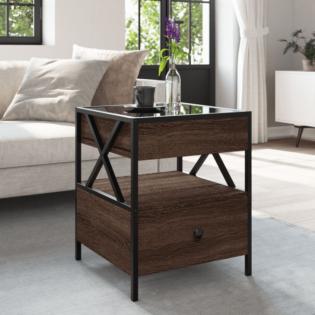 Mesa de centro luzes LED infinity 40x40x51 cm carvalho castanho