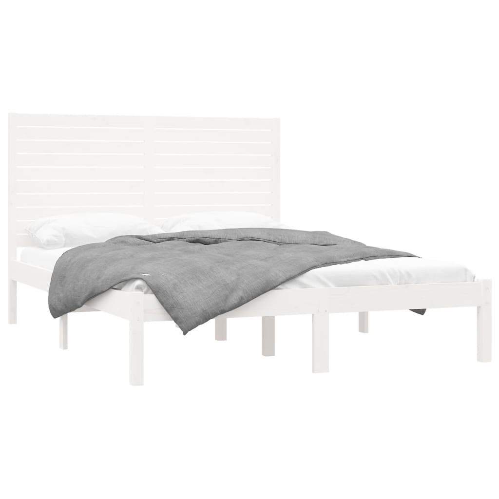 Estrutura de cama 140x200 cm madeira maciça branco