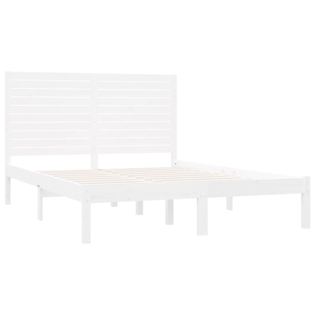 Estrutura de cama 140x200 cm madeira maciça branco