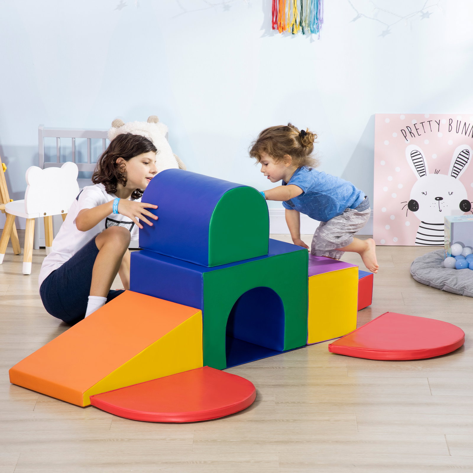 Conjunto de 7 blocos de psicomotricidade para crianças blocos de constução brinquedo para aprendizagem multicor