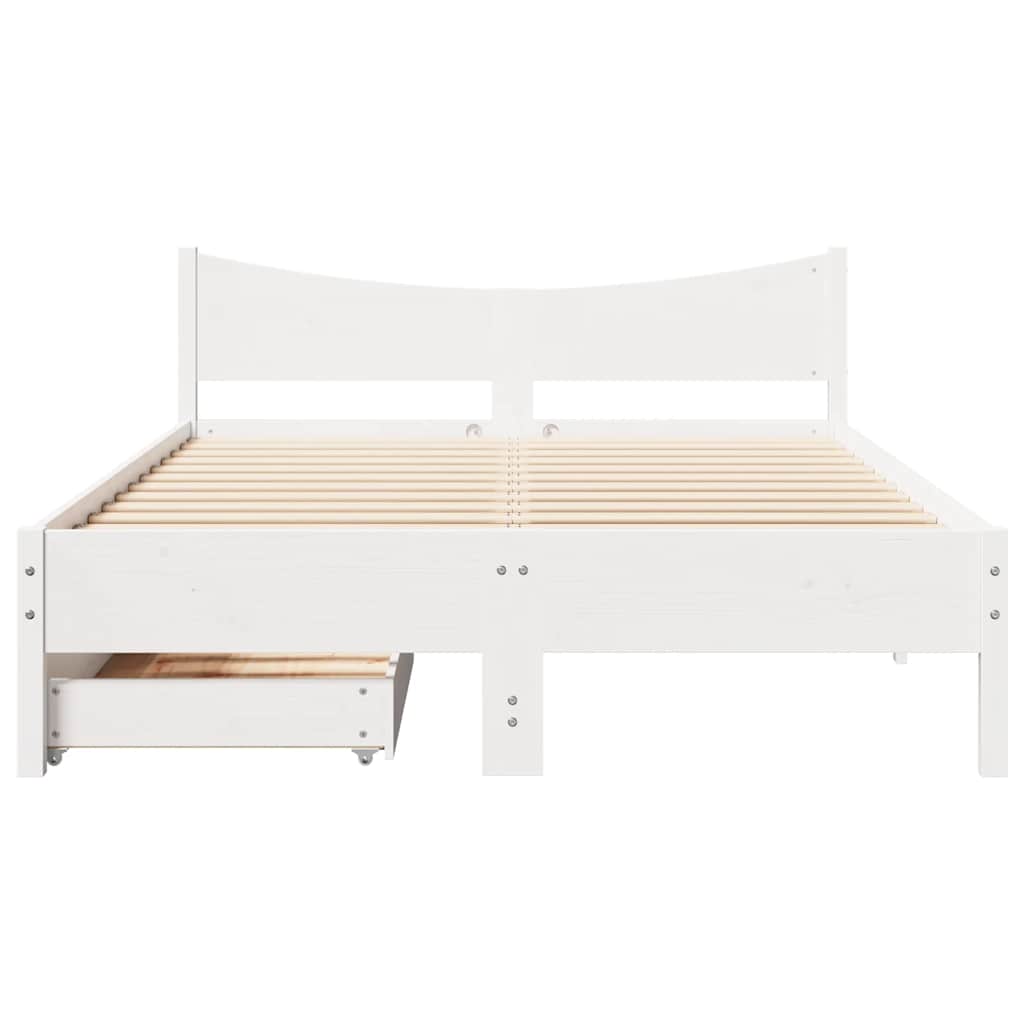 Estrutura de cama c/ gavetas 120x200 cm pinho maciço branco