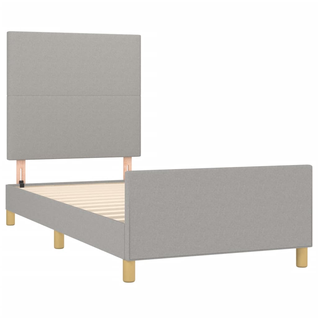 Estrutura de cama sem colchão 90x200 cm tecido cinzento-claro