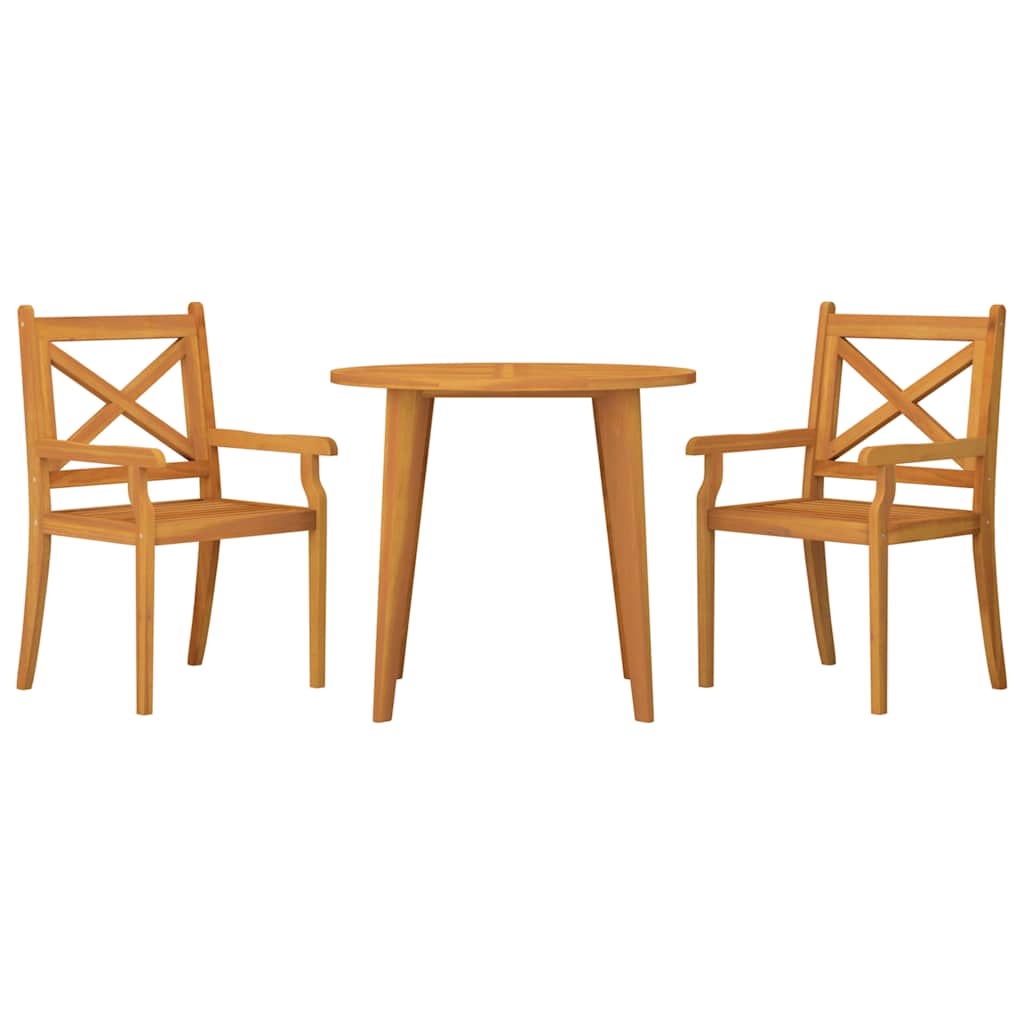 3 Pcs conjunto de jantar para jardim madeira de acácia maciça