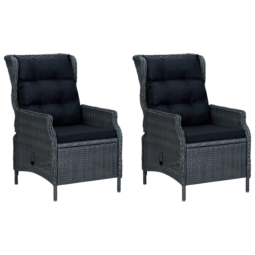 9 Pcs conj. jantar exterior c/ almofadões vime PE cinza-escuro