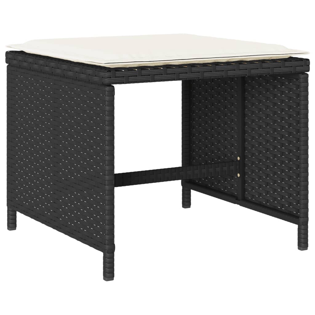 15 Pcs conjunto de jantar p/jardim com almofadões vime PE preto