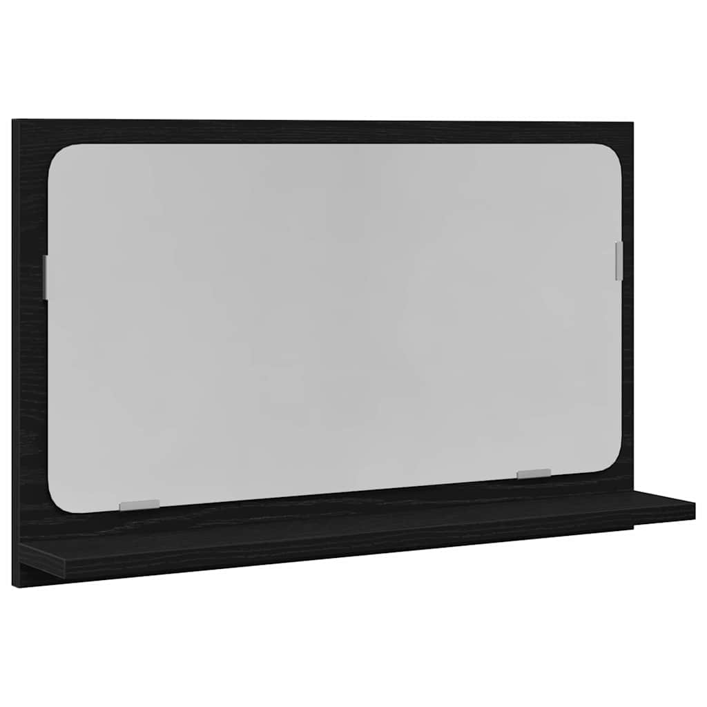Prateleira com espelho carvalho preto 60 x 10,5 x 37 cm