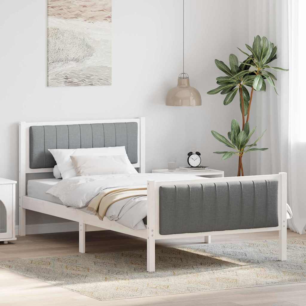 Estrutura da cama branco e cinza claro 100 x 200 cm