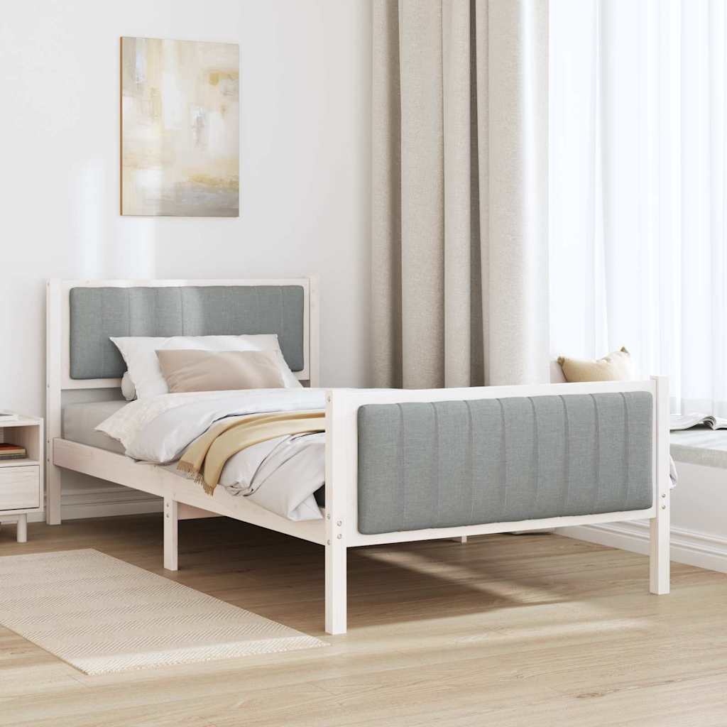 Estrutura da cama branco e cinza claro 100 x 200 cm