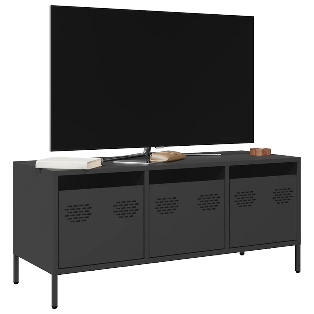 Móvel de TV 101,5x39x43,5 cm aço laminado a frio preto