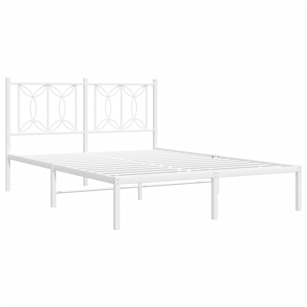 Estrutura de cama com cabeceira 140x190 cm metal branco